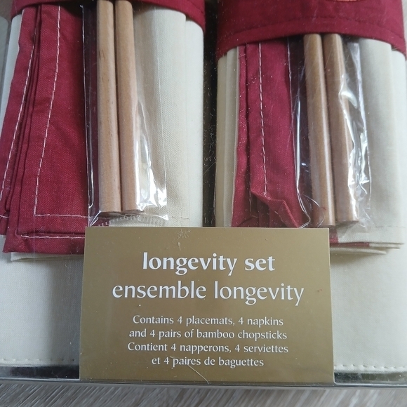 Pier One Asian Napkin Dinning Place Mat Chopsticks Set of 4 - Picture 12 of 12